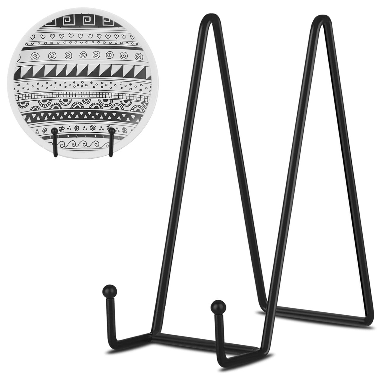 8 Inch 3 Pack Black Metal Plate Holder Display Stands for Picture, Decorative Plate, Book, Photo Easel, Artistic Work